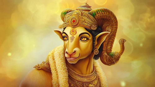 Ram-Headed God in Golden Attire