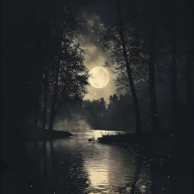 Tranquil Moonlight Reflection