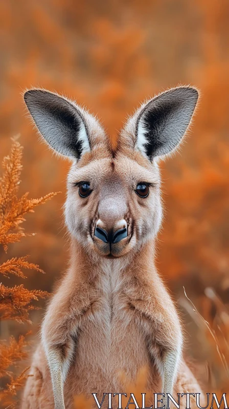 Kangaroo Portrait in Orange Hues AI Image