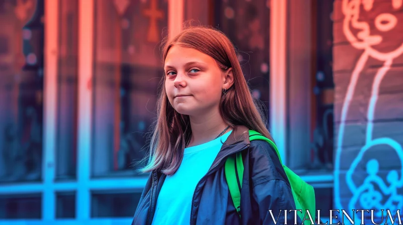 AI ART Greta Thunberg: Environmental Activist in Street Art