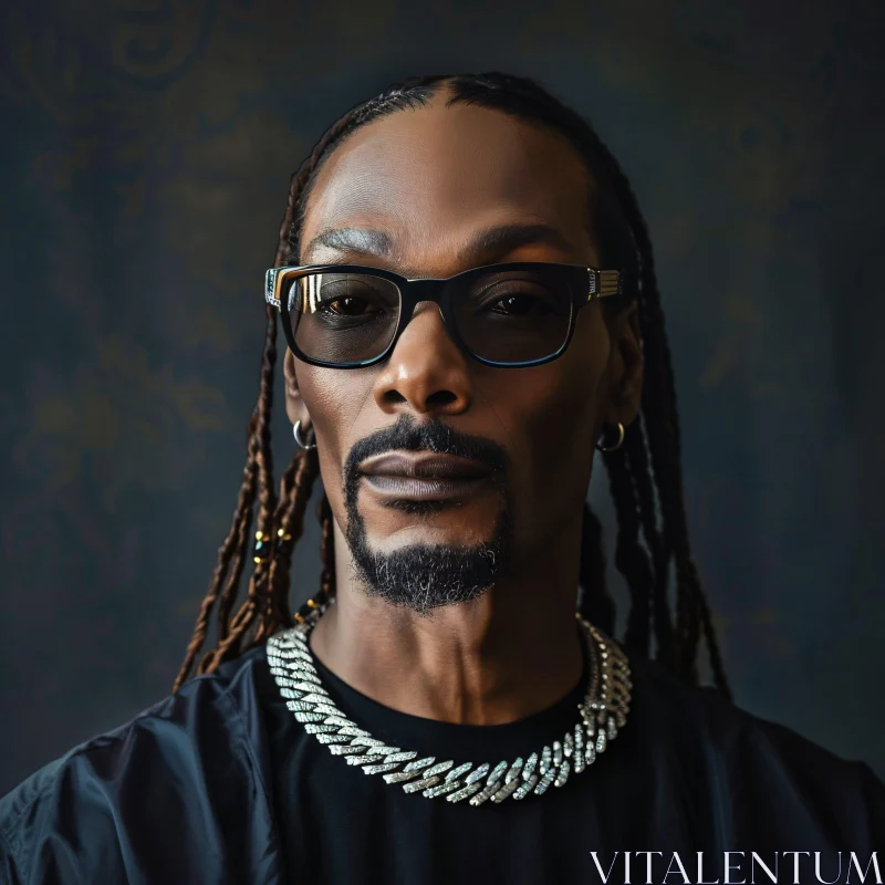 Snoop Dogg in Sunglasses and Braids AI Image