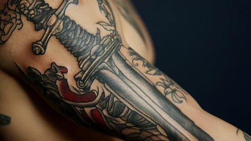 Detailed Sword Tattoo Close-up