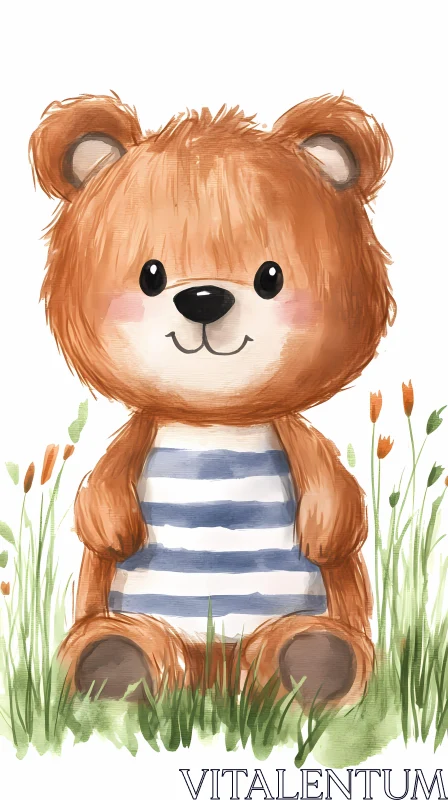 Cute Bear with Stripes AI Image