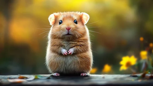 Cute Hamster with Flowers