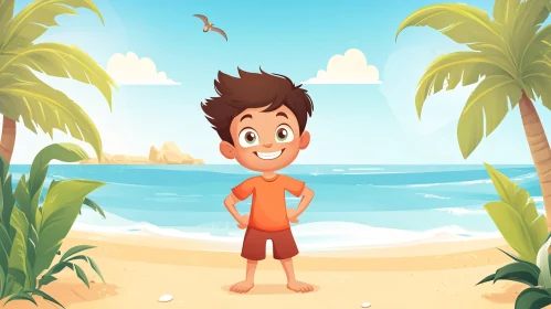 Sunny Beach Cartoon Artwork