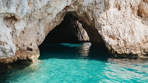 Calm Coastal Cave with Clear Turquoise Water