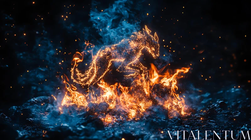 Mystical Fire Wolf with Embers AI Image