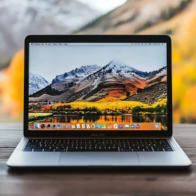 Laptop with Scenic Mountain View
