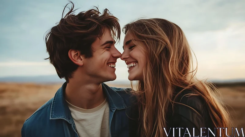 Smiling Couple Touching Noses AI Image