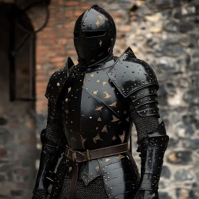 Medieval Knight in Full Black Armor