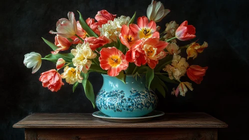 Enchanting Tulip Arrangement in Artisan Vase