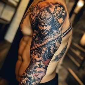 Detailed Samurai Tattoo Sleeve Design