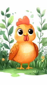 Cute Chicken Art with Greenery