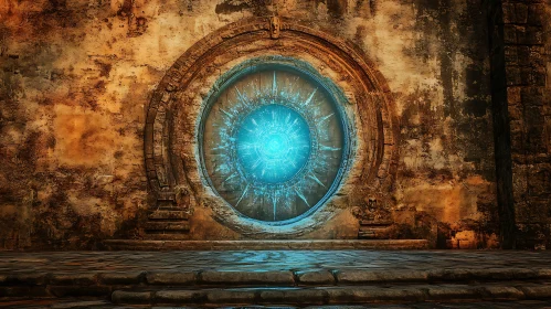 Glowing Portal in Old Architecture