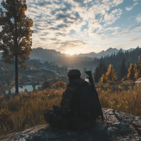 Contemplation at Dusk: Mountain Soldier