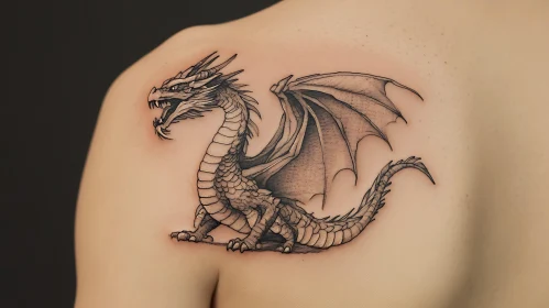 Monochrome Dragon Tattoo Illustration