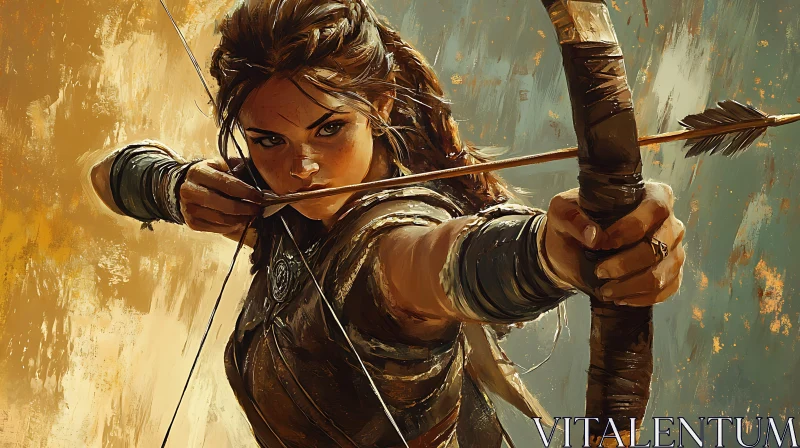 Female Warrior Archer Aiming with Precision AI Image