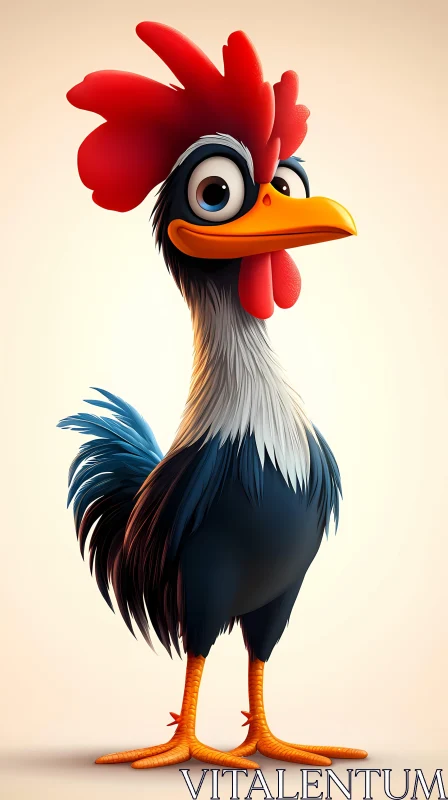 Cartoon Rooster with Playful Features AI Image