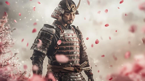 Armored Samurai with Sword in Bloom