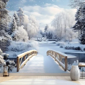 Serene Snow-Hued Forest Scene