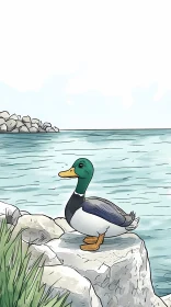 Mallard Duck on a Rock