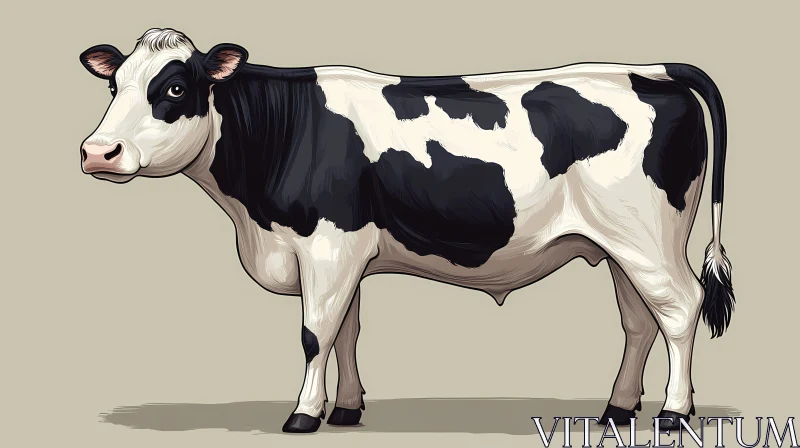 AI ART Holstein Cow Illustration