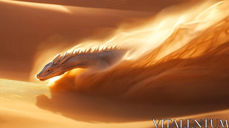 AI ART Desert Dragon's Flight