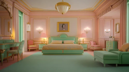 Classic Pink and Green Bedroom Design