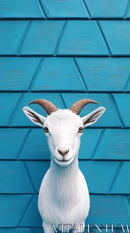 Goat Against Blue Artwork AI Image