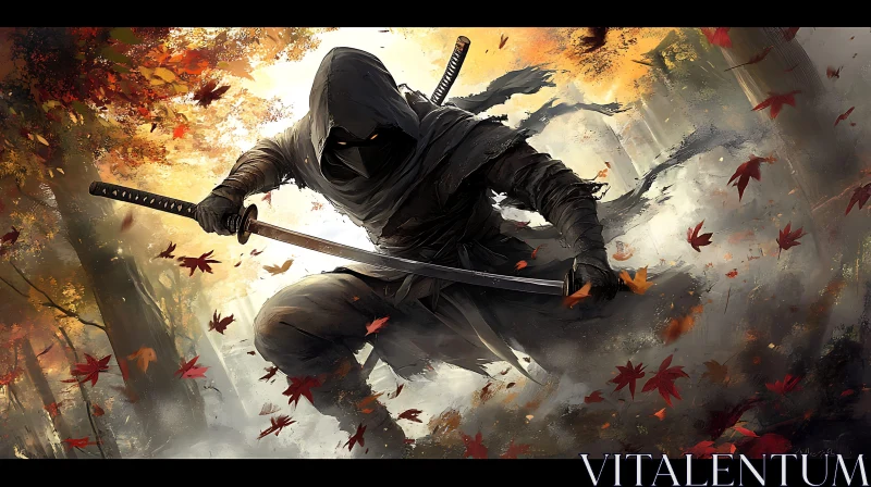 AI ART Shadows of the Blade: Ninja in the Forest