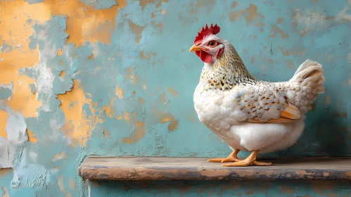 Chicken Against Textured Wall