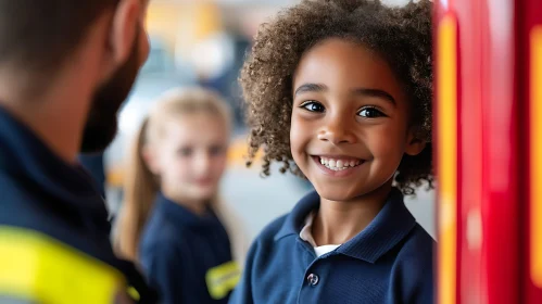 Cheerful Child Portrait with Curly Hair