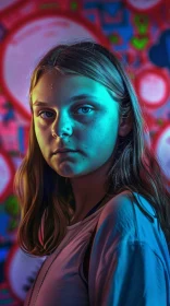 Greta Thunberg Portrait in Blue and Pink Hue