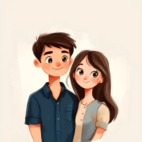 Cartoon Portrait of a Loving Couple