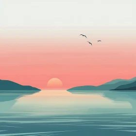 Tranquil Sunset Lake Reflection