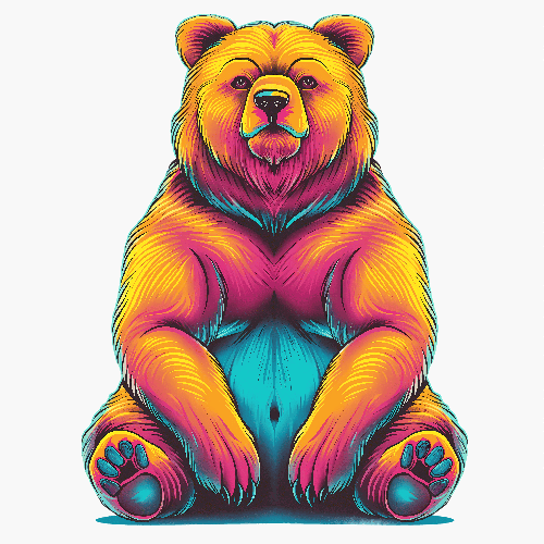 POD Design Multicolored Bear Digital Illustration