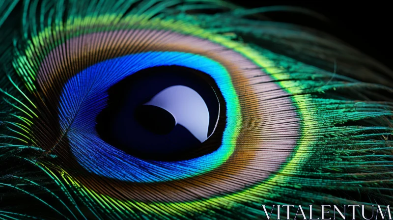 Peacock Feather Close-Up: A Display of Color and Detail AI Image