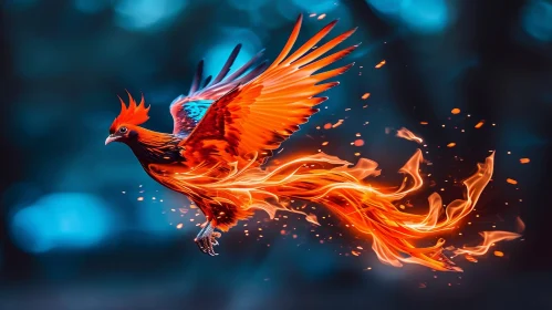 Phoenix Rising from the Ashes - Digital Painting