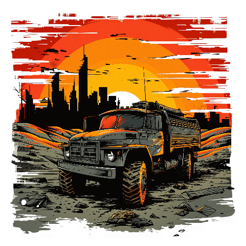 Post-Apocalyptic Truck Art for Adventure Apparel POD Design