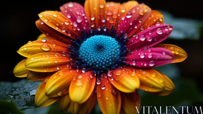 Rain-Kissed Flower in Vibrant Hues AI Image
