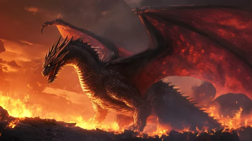 Dragon Amidst Fire and Smoke