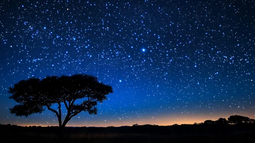 Night Sky Tree Silhouette