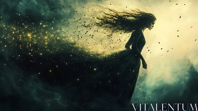 Silhouette of a Woman with Stars