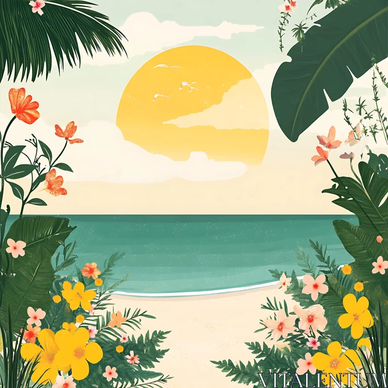 Tranquil Tropical Beach at Sunset