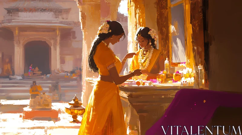 Indian Women at Temple