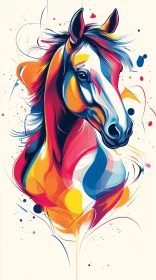 Vivid Abstract Equine Portrait
