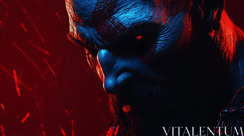 Striking Male Portrait in Red and Blue