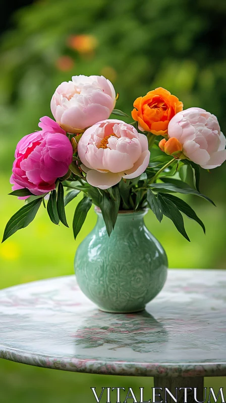 Vibrant Peonies Arrangement on Table