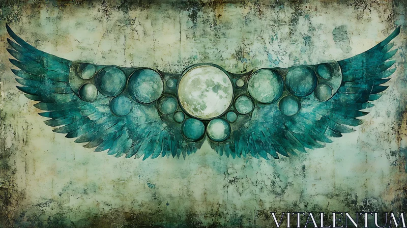 Winged Moon Abstract Grunge Artwork