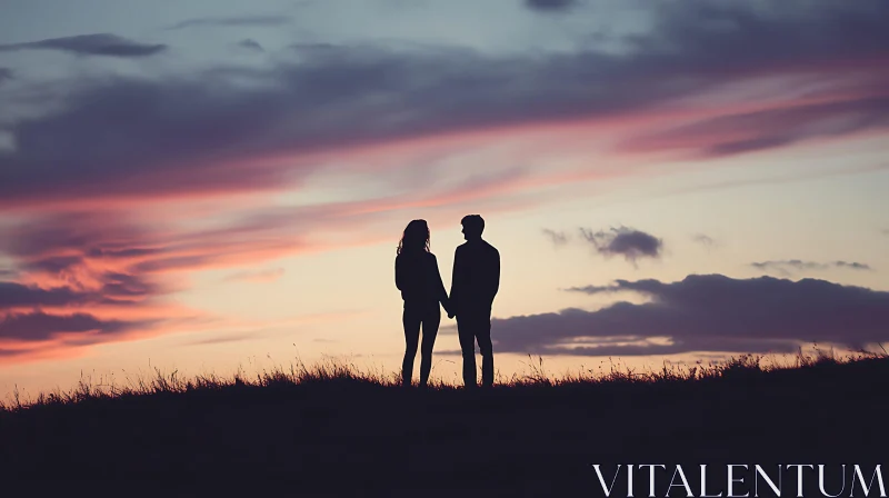 AI ART Silhouette of Couple at Sunset